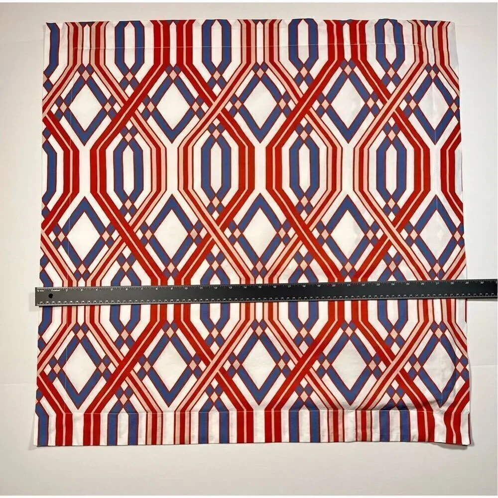 Pottery Barn Set of 2 Geometric Euro Square Pillow Shams Blue Orange EUC Bedroom